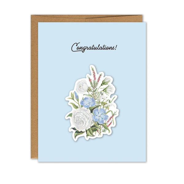 Congratulations Vintage Flower Bouquet Sticker Card