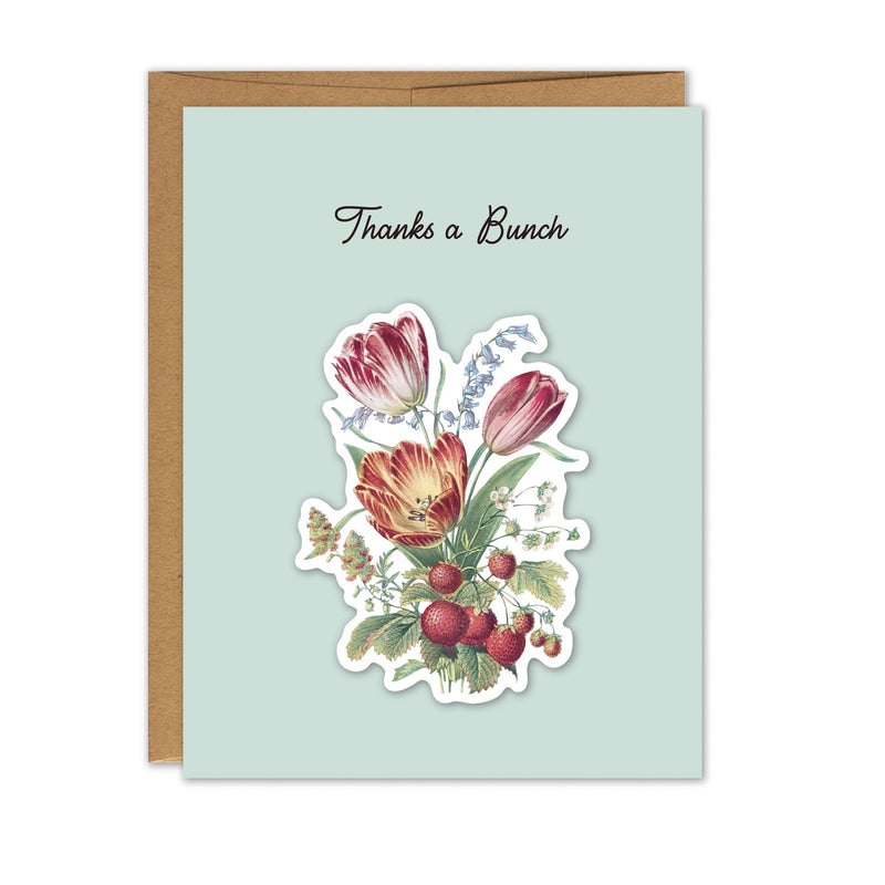 Thanks a Bunch Vintage Flower Bouquet Sticker Card