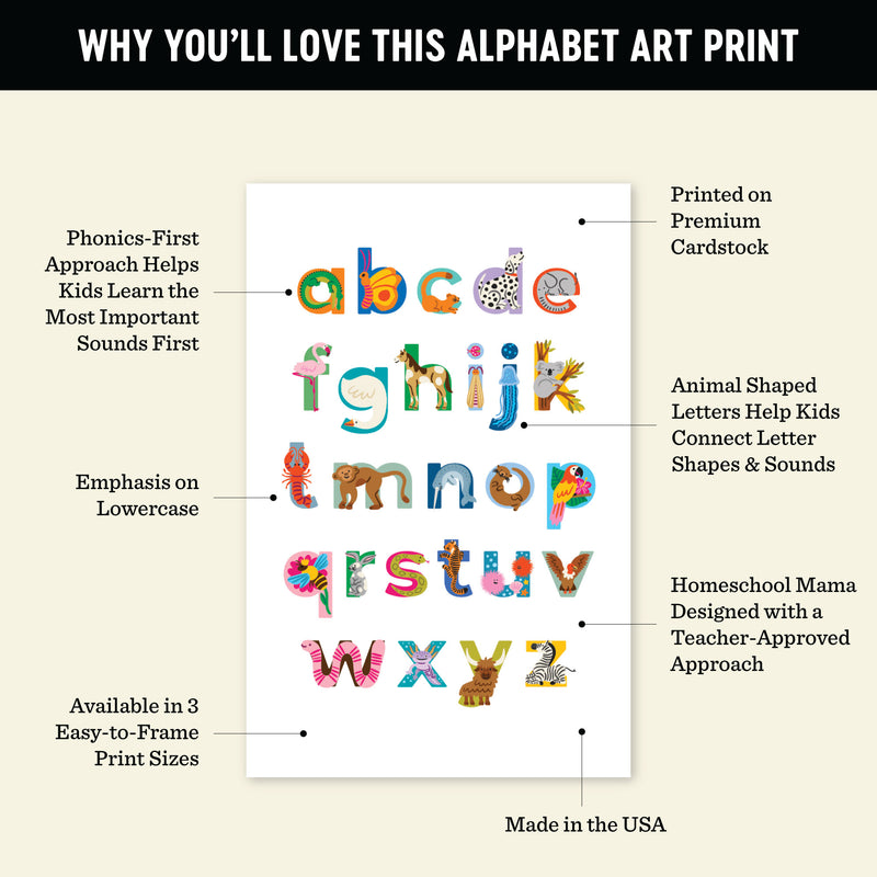 A to Z Animal Alphabet Art Print