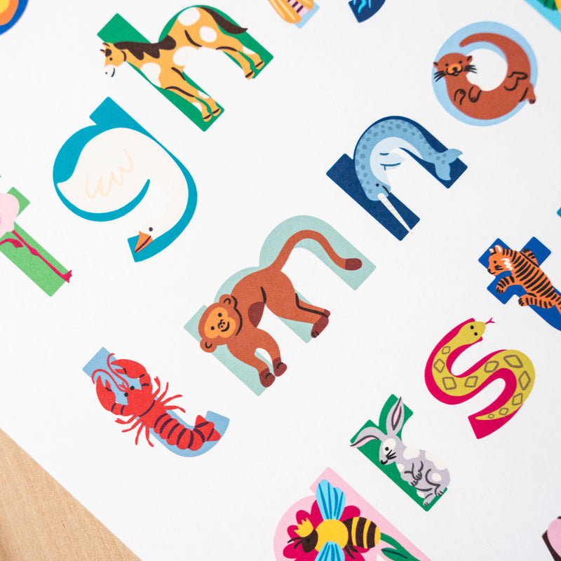 A to Z Animal Alphabet Art Print